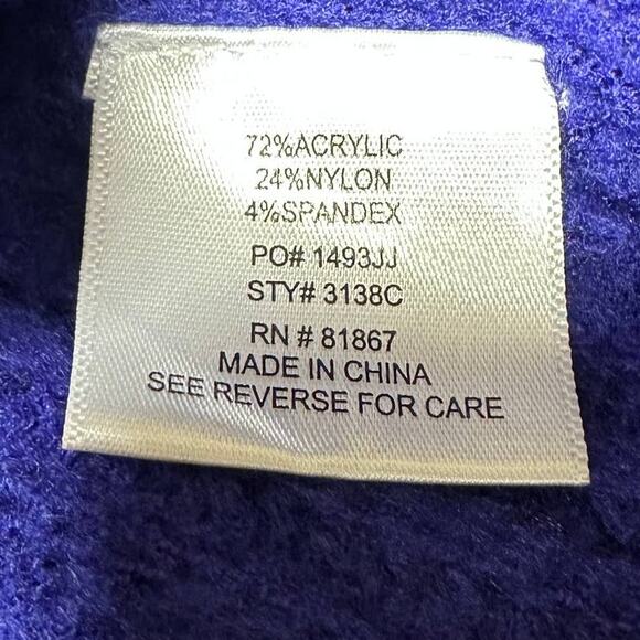 Kikit NWT Cable Knit V-Neck Hoodie Sweater Size L Blue Ribbed Trim Cozy Fuzzy - Picture 5 of 8